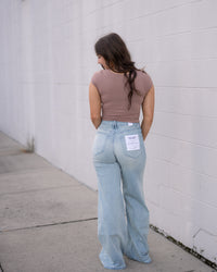 Free People Sunfade Clean Lines Baby Tee in Chocolate Malt
