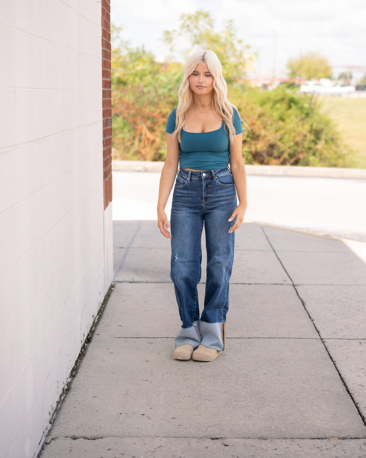 Free People Sunfade Clean Lines Baby Tee in Lost Lagoon