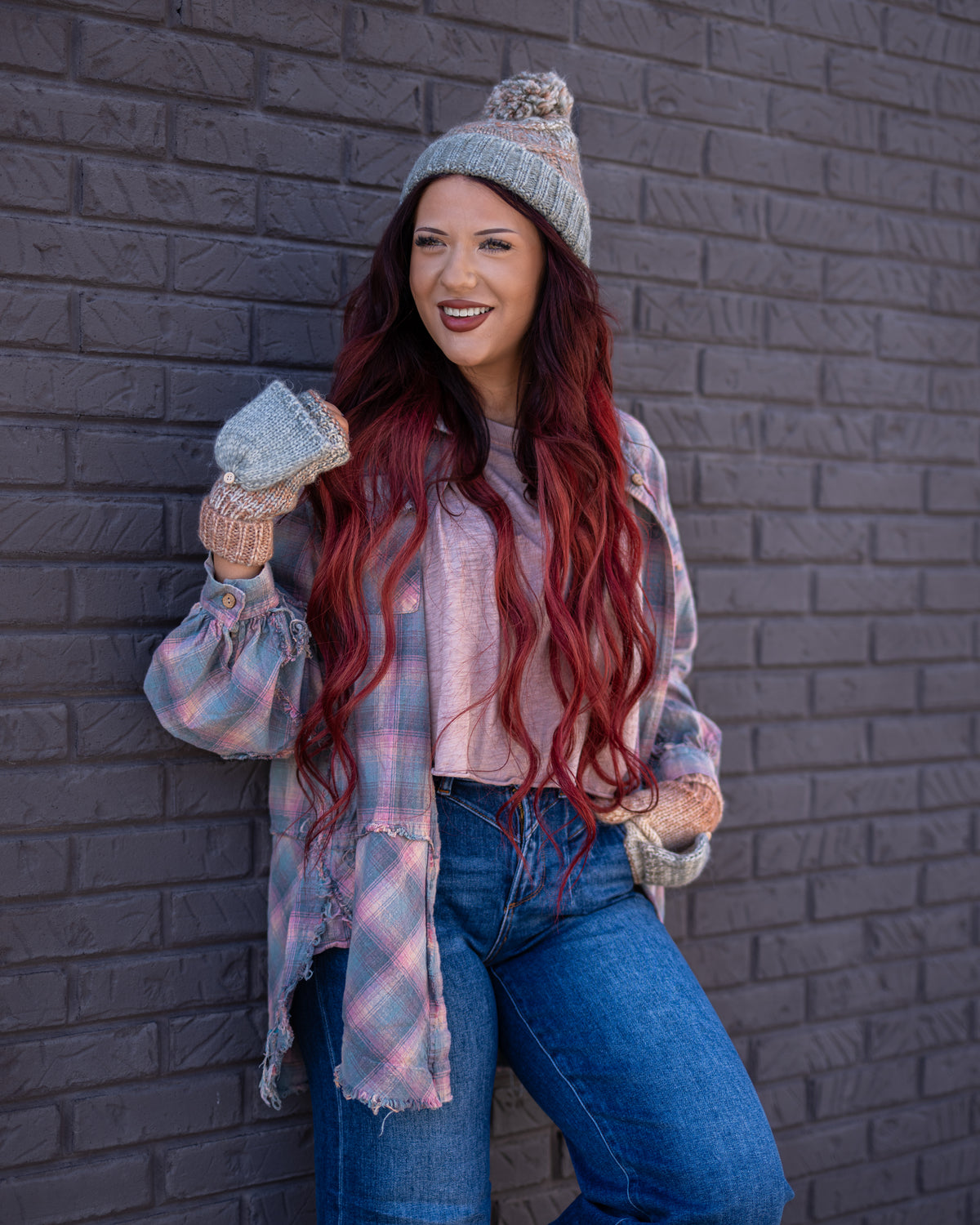 Magical Mineral Washed Plaid Button Up