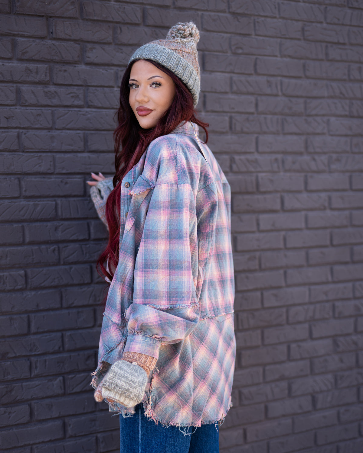 Magical Mineral Washed Plaid Button Up