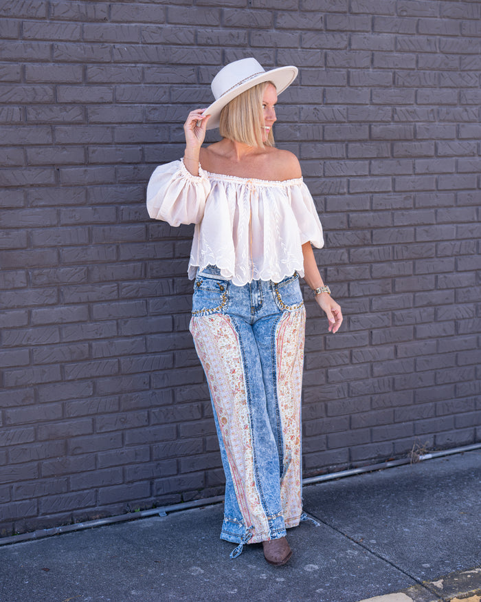 Burnt Bloom Boho Wide Leg Pants
