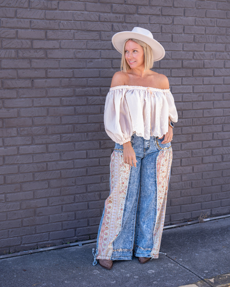 Burnt Bloom Boho Wide Leg Pants