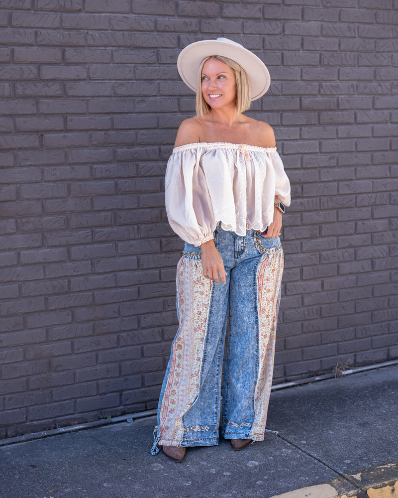 Burnt Bloom Boho Wide Leg Pants