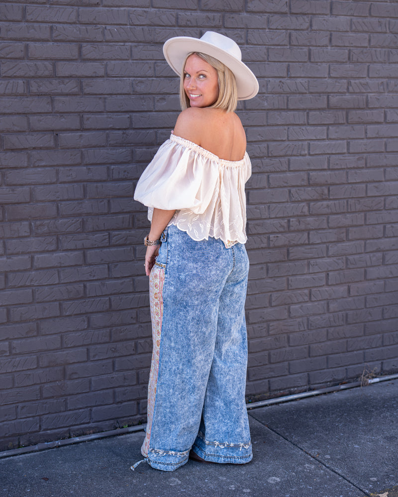 Burnt Bloom Boho Wide Leg Pants