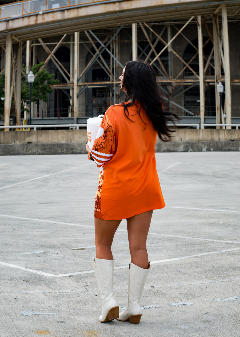 Orange & White 00 Sequin Dress