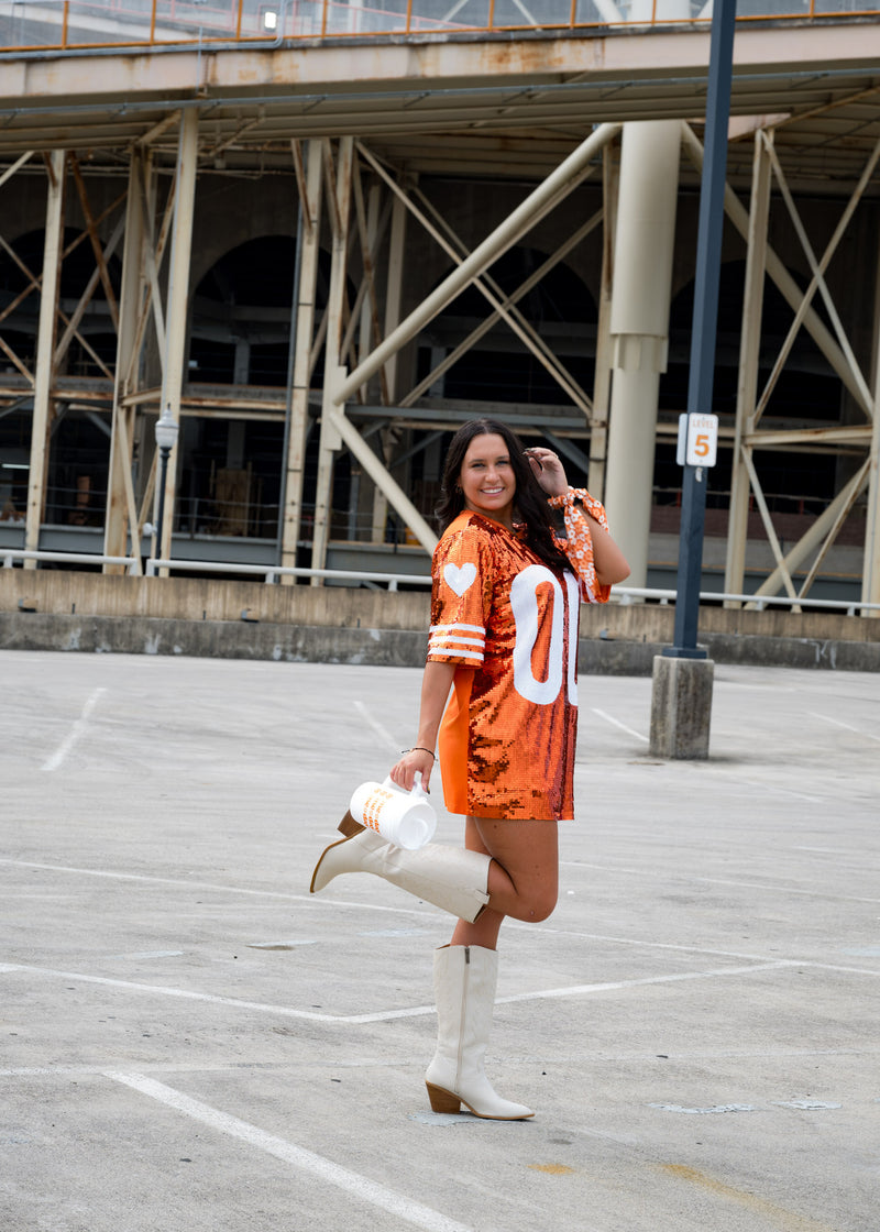 Orange & White 00 Sequin Dress