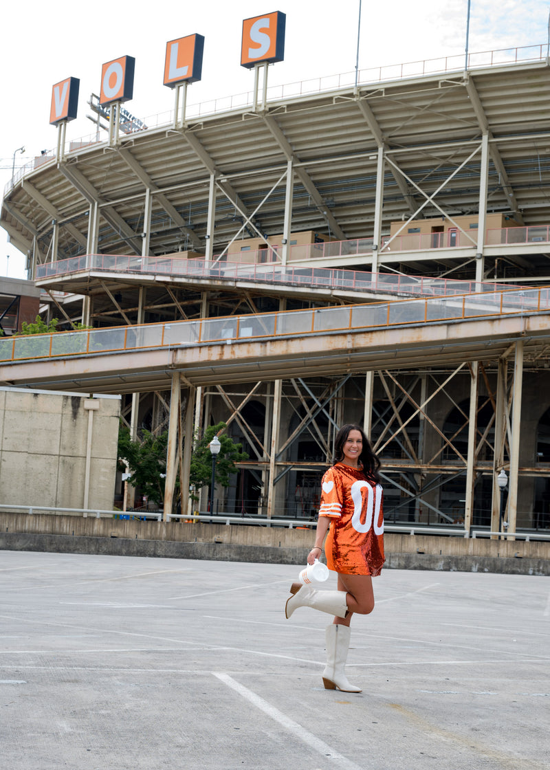 Orange & White 00 Sequin Dress