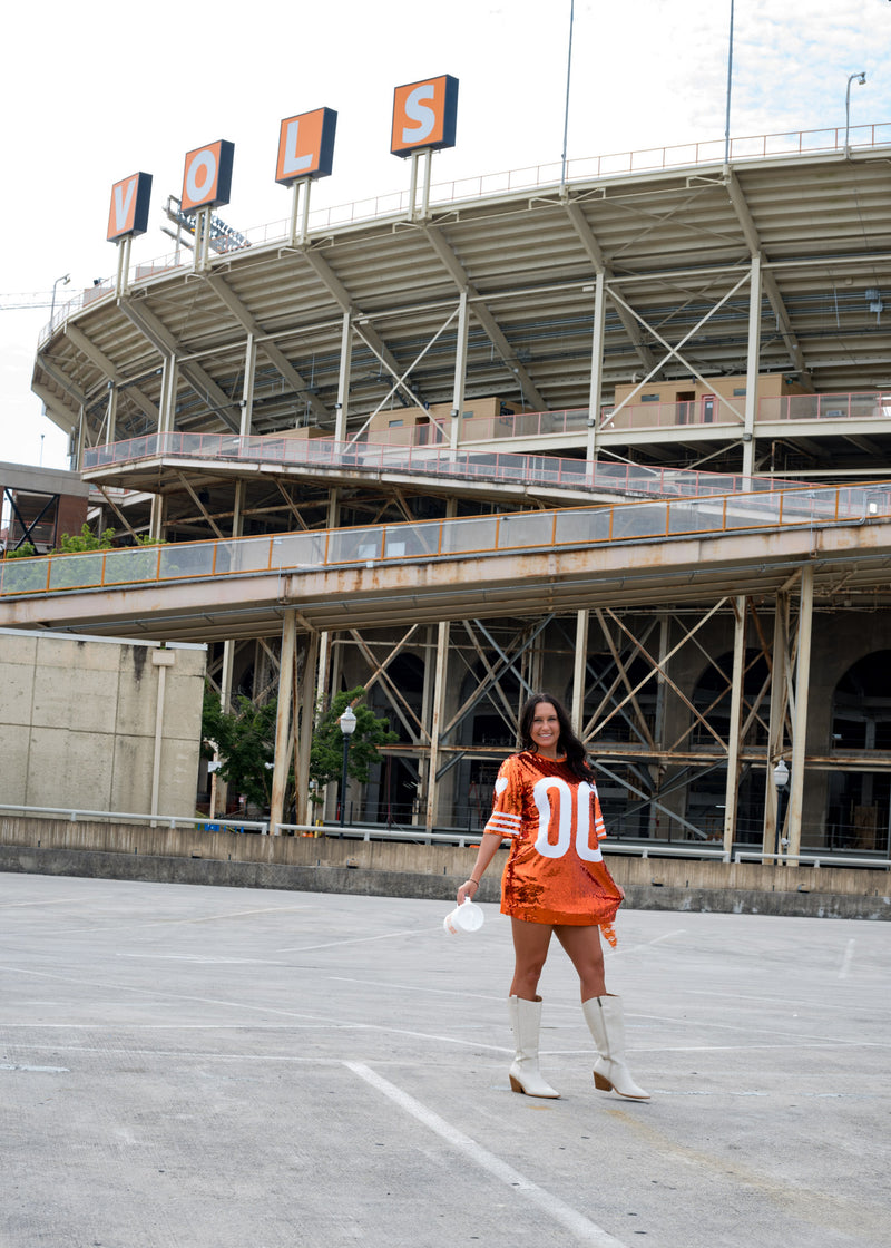 Orange & White 00 Sequin Dress