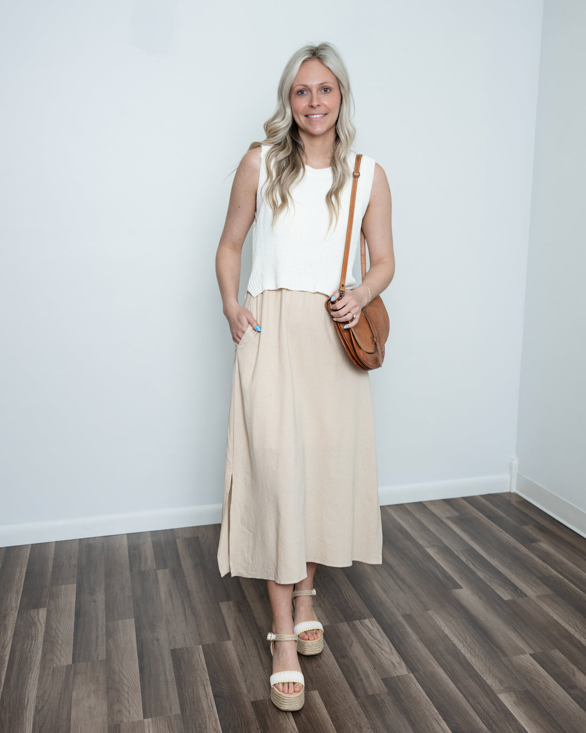 Mixed Media Midi Dress