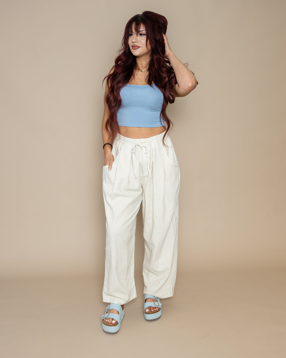 Free People Chambers Laidback Pull On Pants in Summer Sand