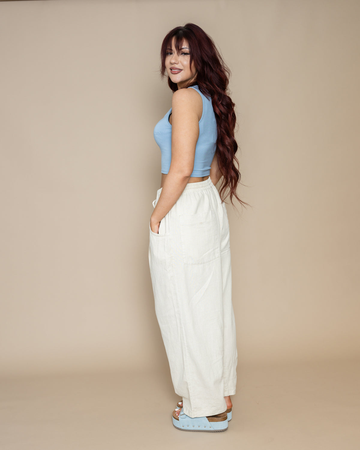 Free People Chambers Laidback Pull On Pants in Summer Sand