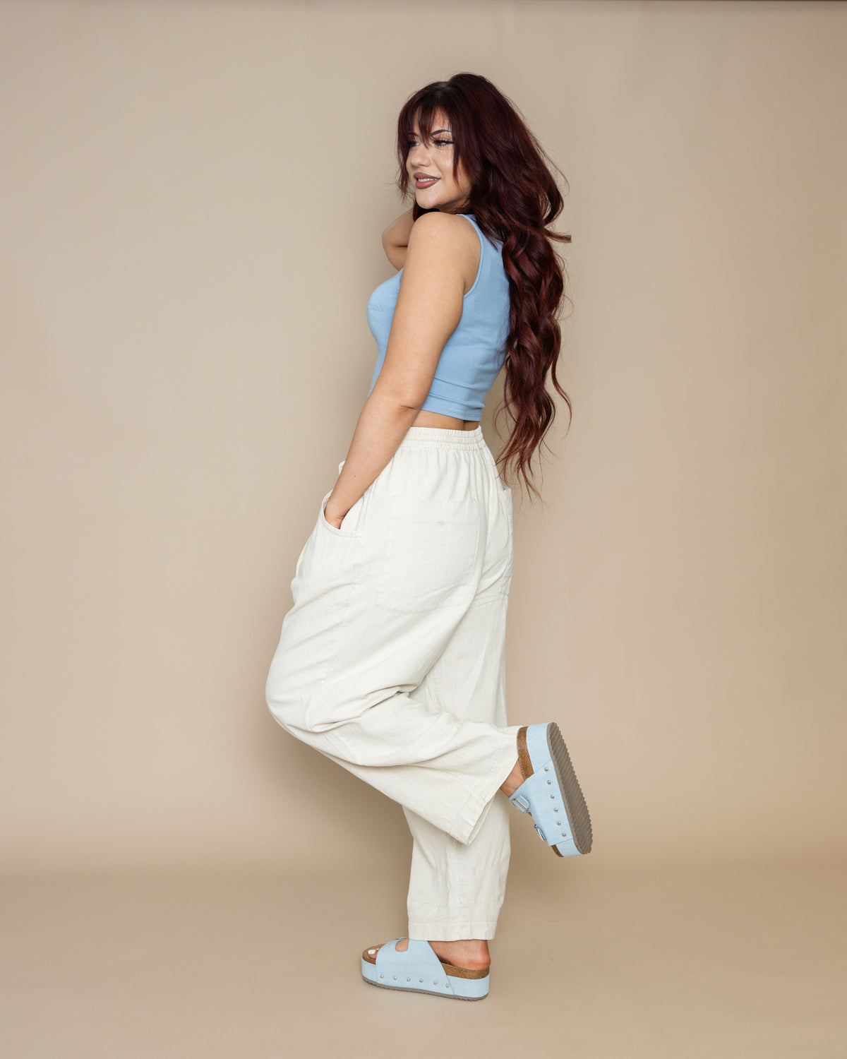 Free People Chambers Laidback Pull On Pants in Summer Sand