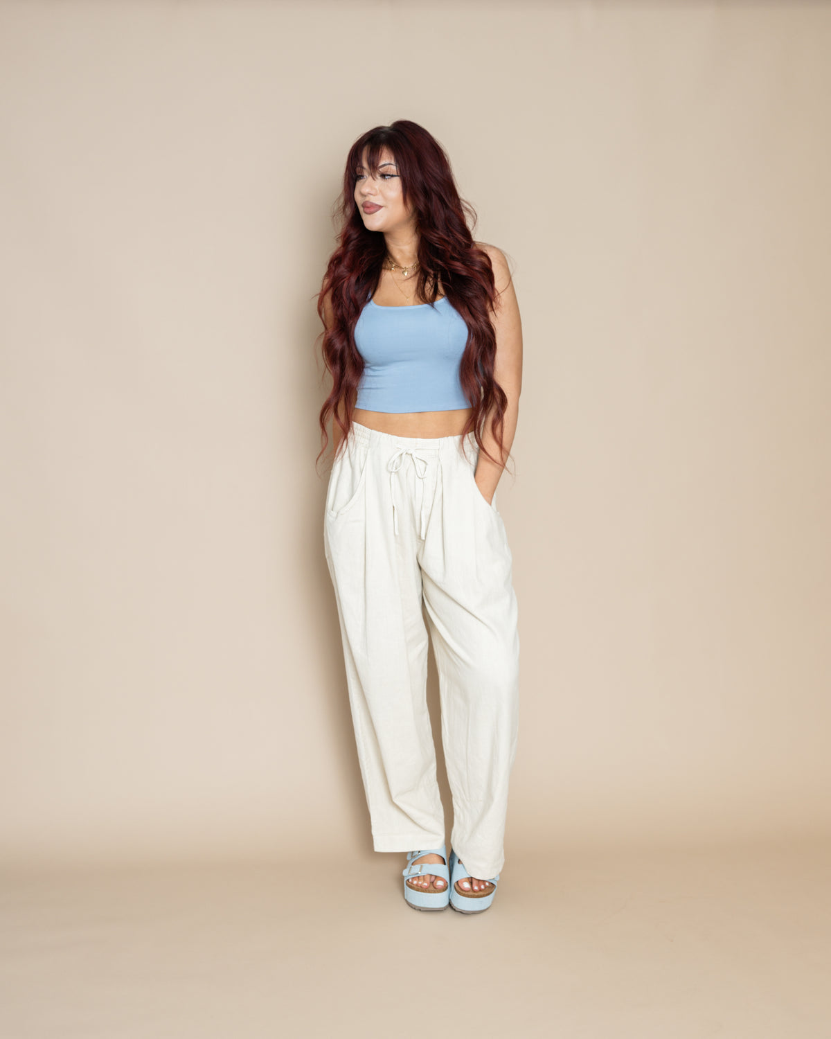 Free People Chambers Laidback Pull On Pants in Summer Sand