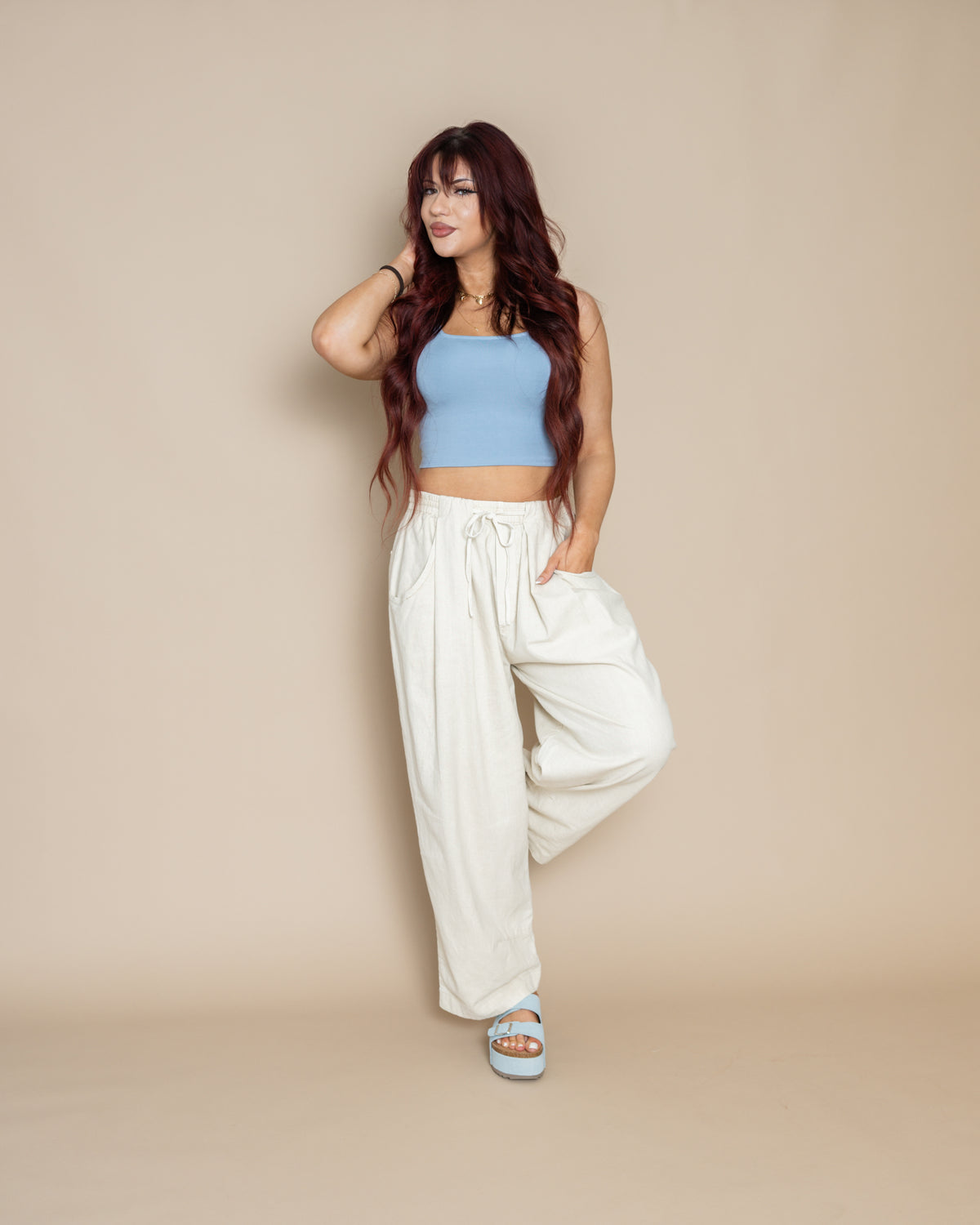 Free People Chambers Laidback Pull On Pants in Summer Sand