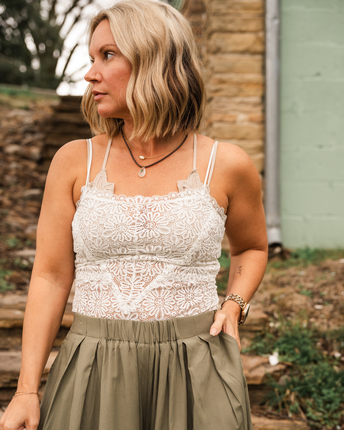 Free People Love & Lace Cami in Ivory