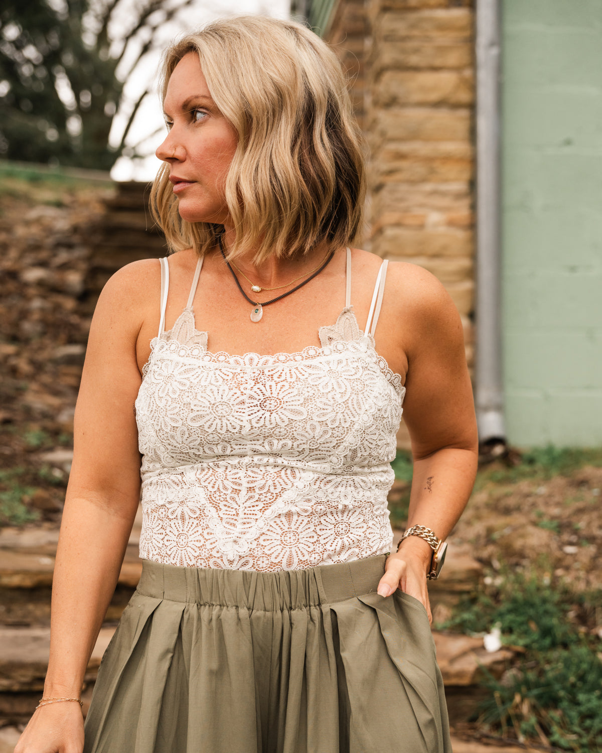 Free People Love & Lace Cami in Ivory