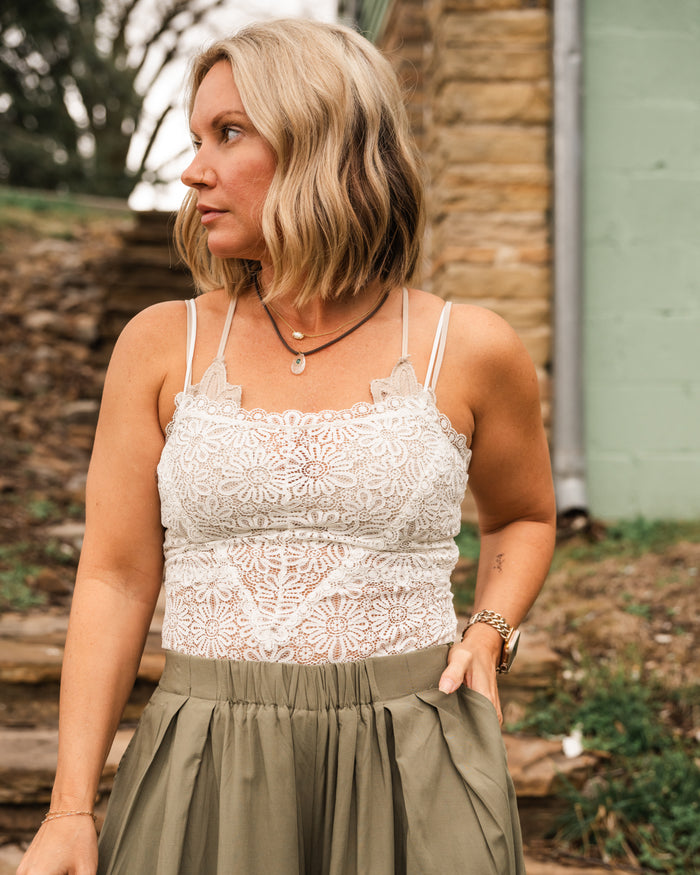Free People Love & Lace Cami in Ivory
