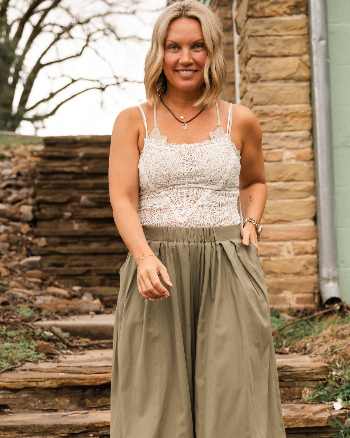 Free People Love & Lace Cami in Ivory