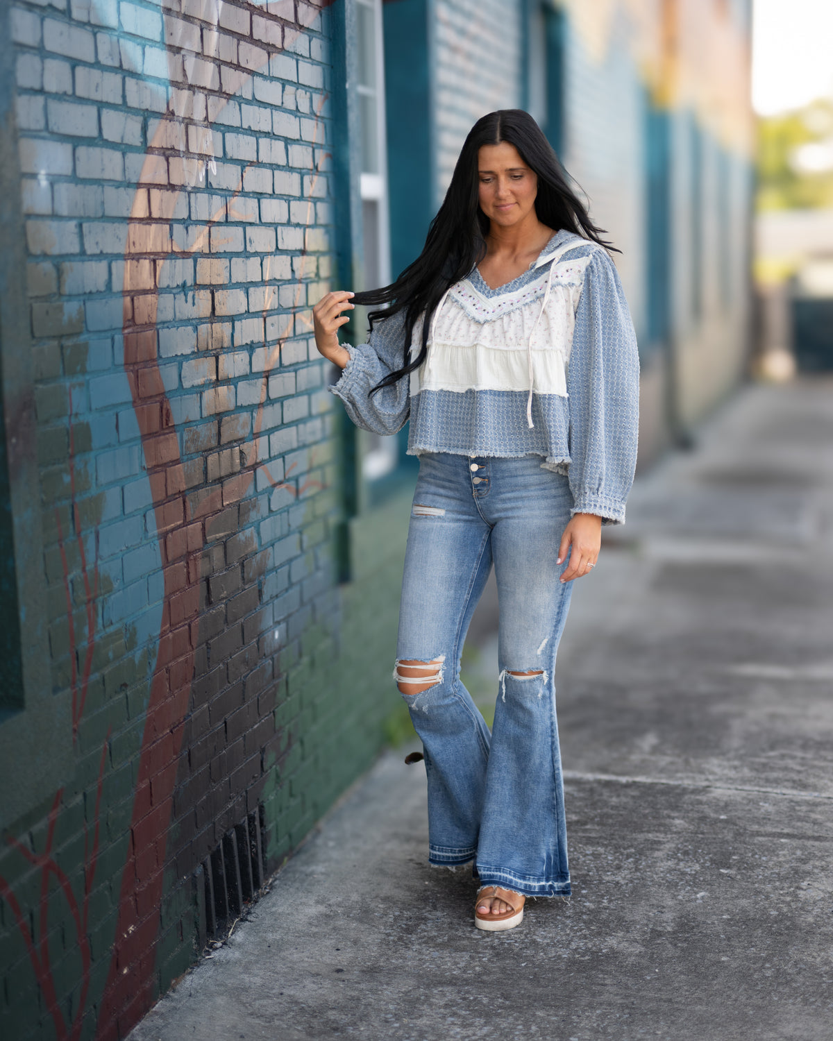 Denim & Ruffles Top