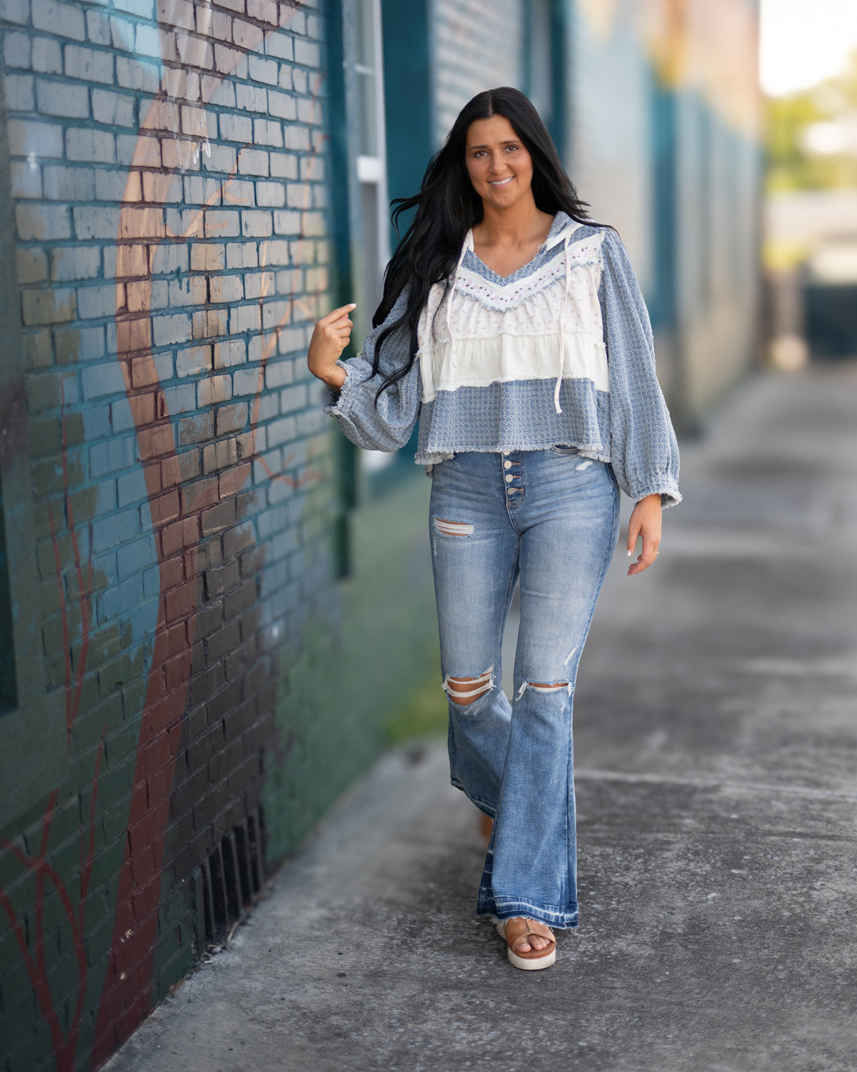 Denim & Ruffles Top