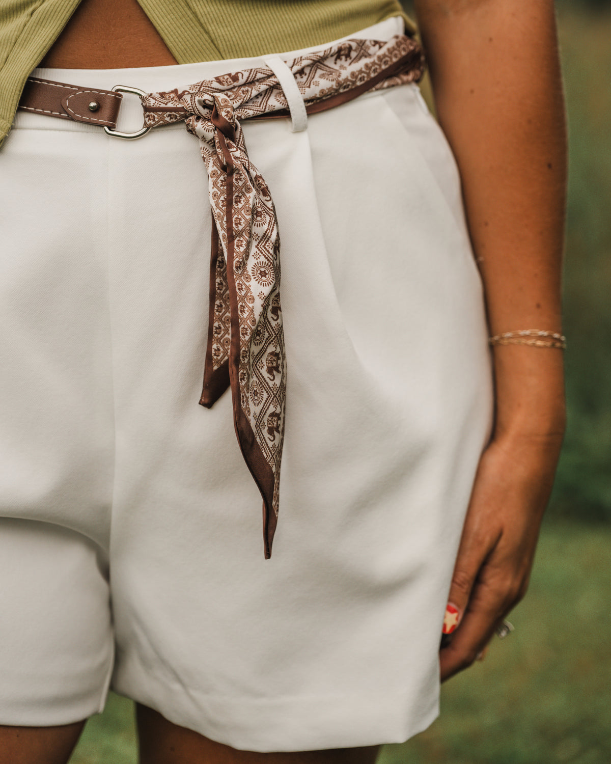 Woven in Western White Shorts