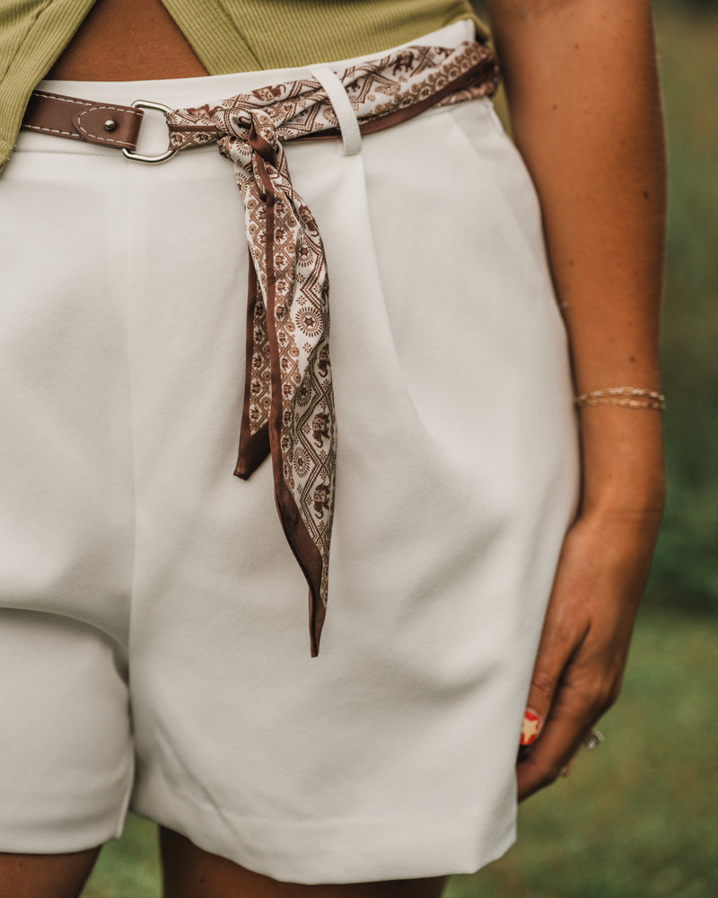 Woven in Western White Shorts