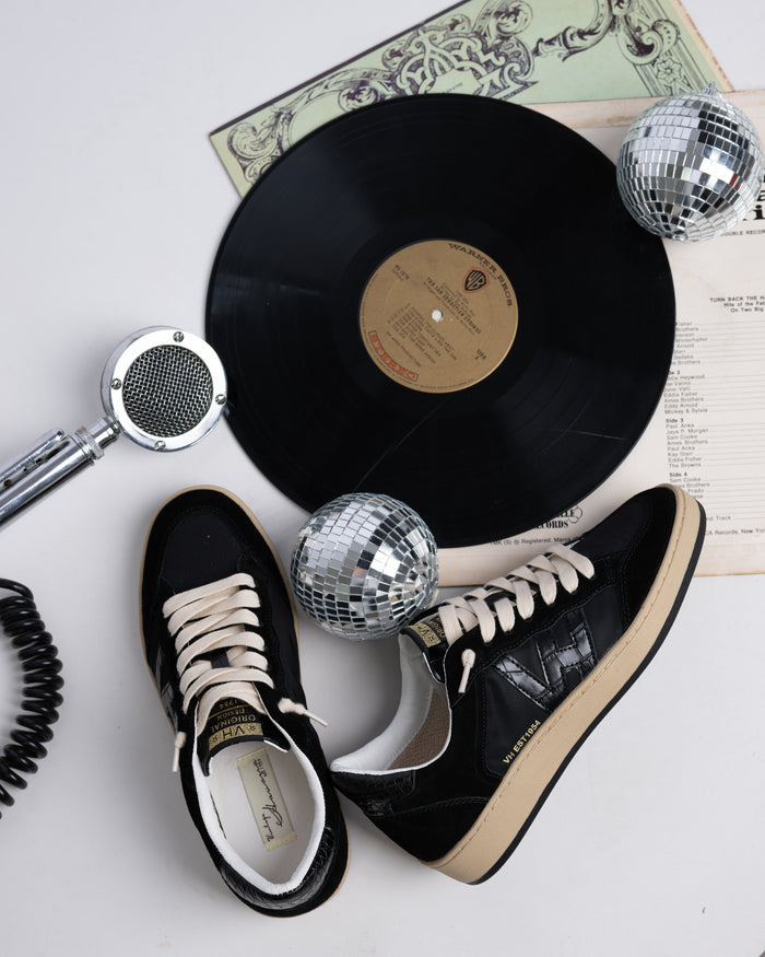 Vintage Havana Next Sneakers in Black Crocodile