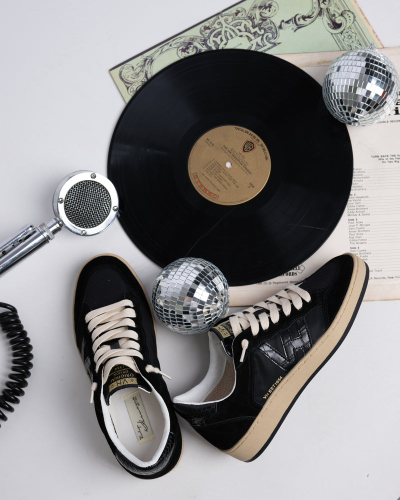 Vintage Havana Next Sneakers in Black Crocodile