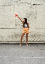 Checkered Denim Shorts