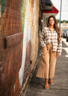 Navy Sand Plaid Button Up