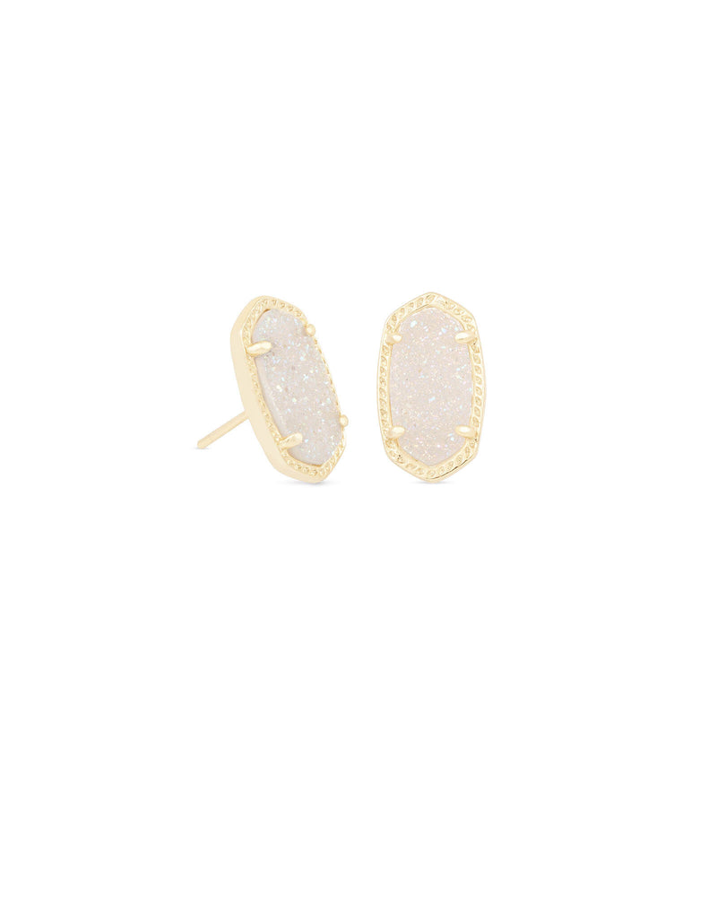 Ellie Stud Earring Gold with Iridescent Drusy