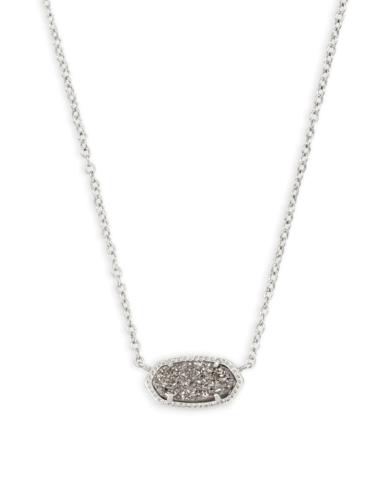 Elisa Pendant Necklace Silver with Platinum Drusy 20”