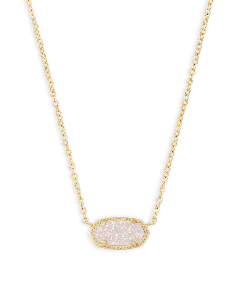 Elisa Pendant Necklace Gold with Iridescent Drusy