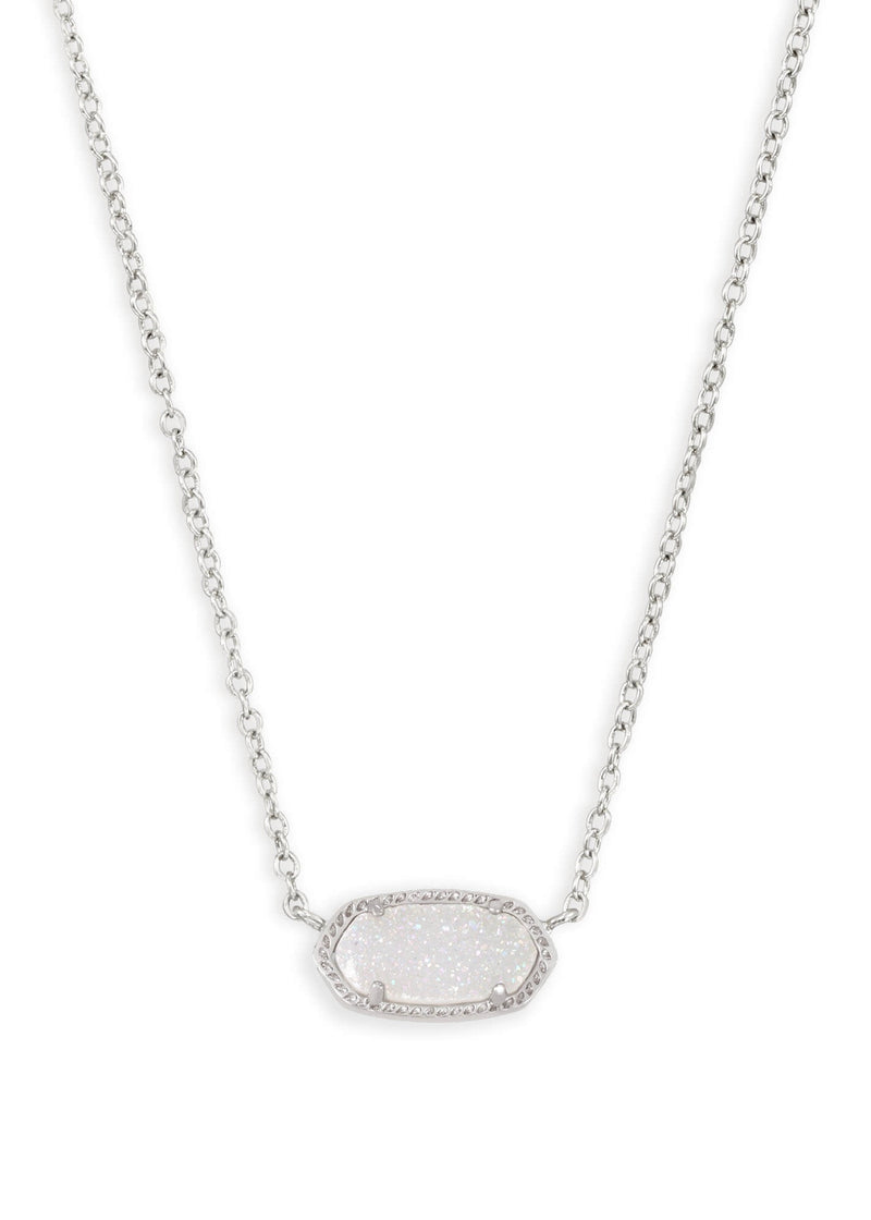 Elisa Pendant Necklace Silver with Iridescent Drusy
