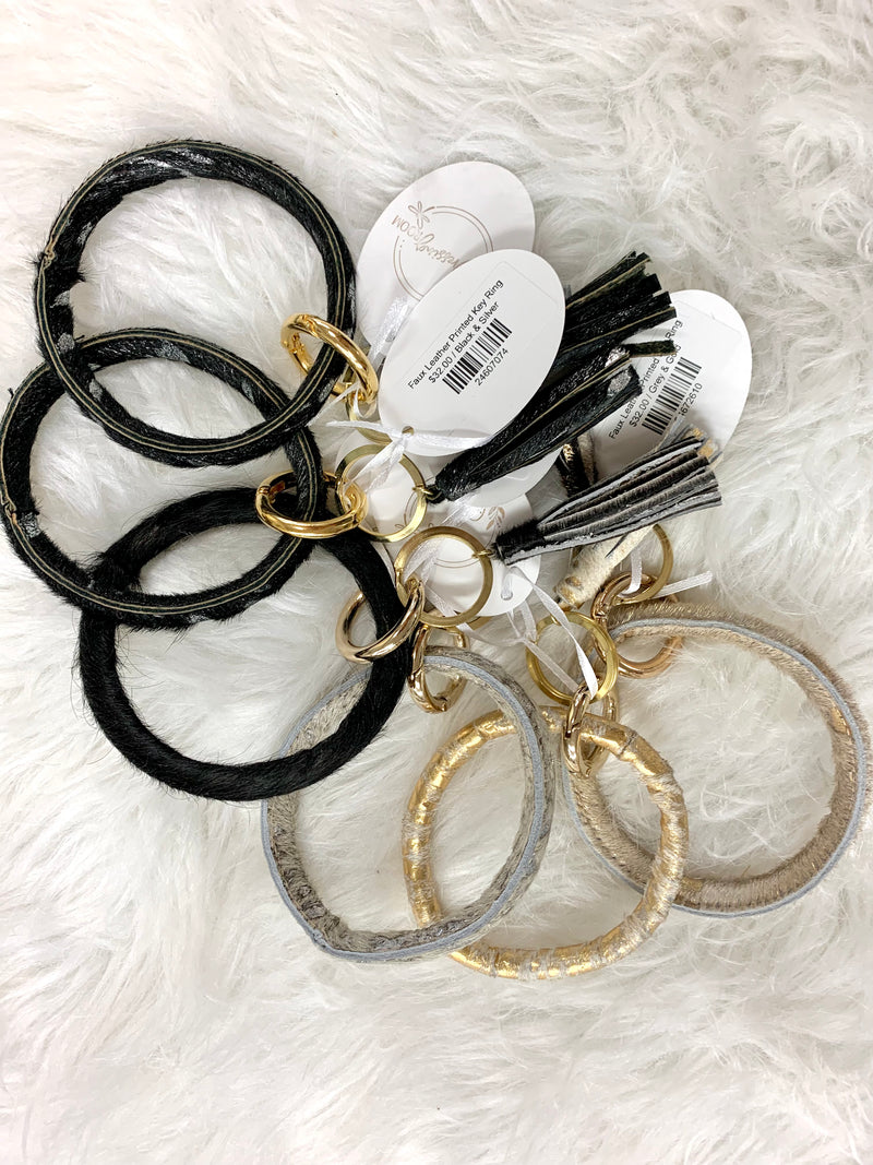 Faux Leather Printed Key Ring