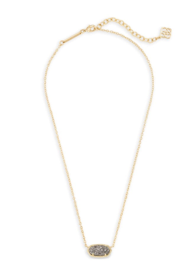 Elisa Necklace Gold with Platinum Drusy